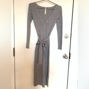 Aritzia Babaton Ribbed Knit Dress - Heather Grey, S